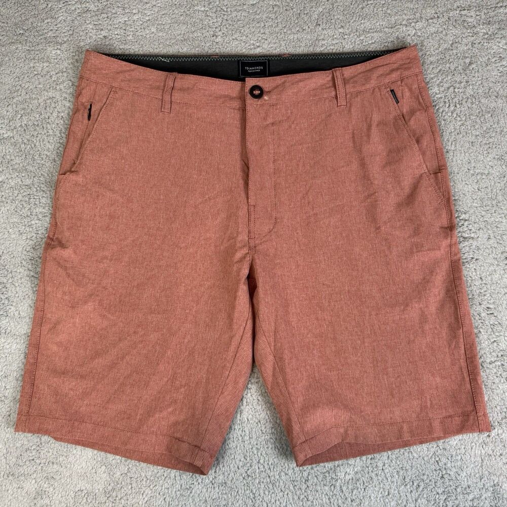 S 7 Diamonds Shorts Men's 36‎ Pink Lightweight Stretch Pockets Performance